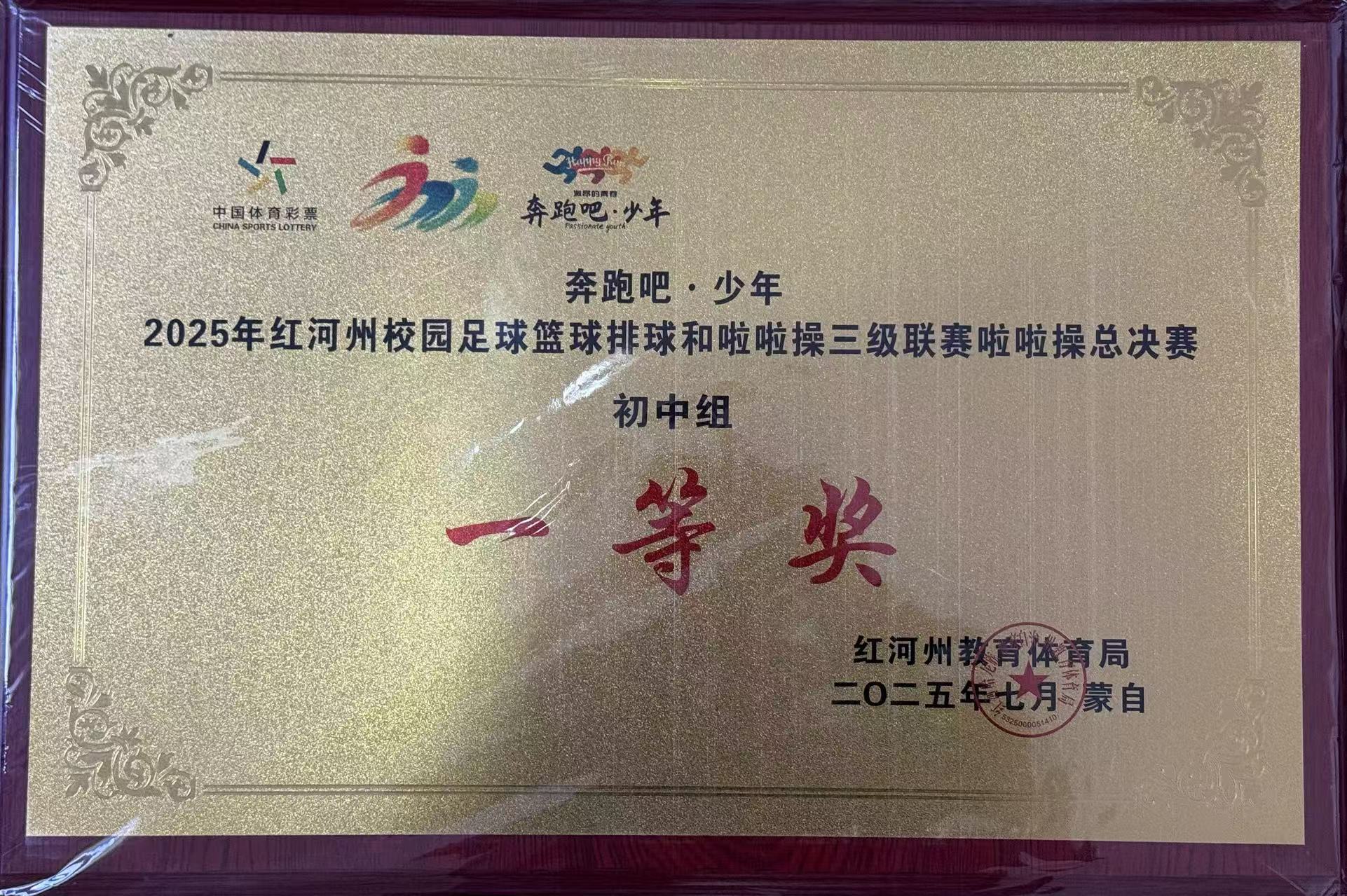 2025年红河州校园足球篮球排球和啦啦操三级联赛啦啦操总决赛（初中组）一等奖